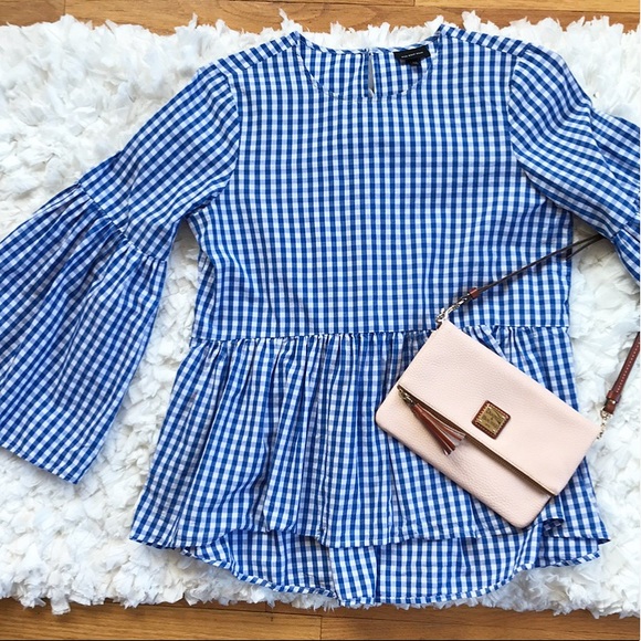 Who What Wear Tops - Who What Wear Gingham Peplum Blouse